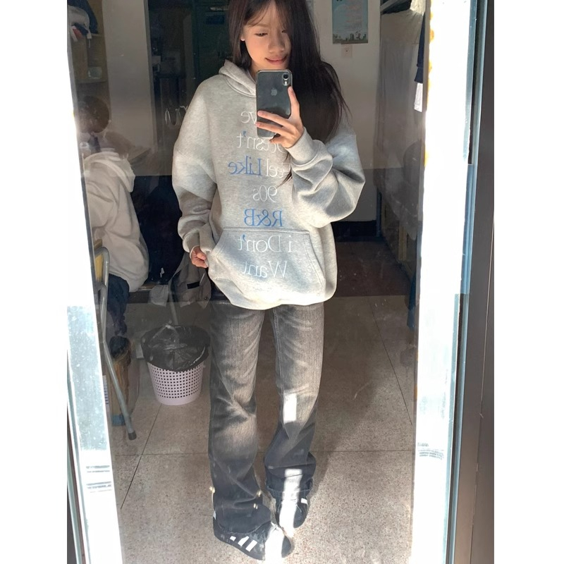 防棉華棉複合牛奶絲300克/銀狐絨400克連帽衛衣女