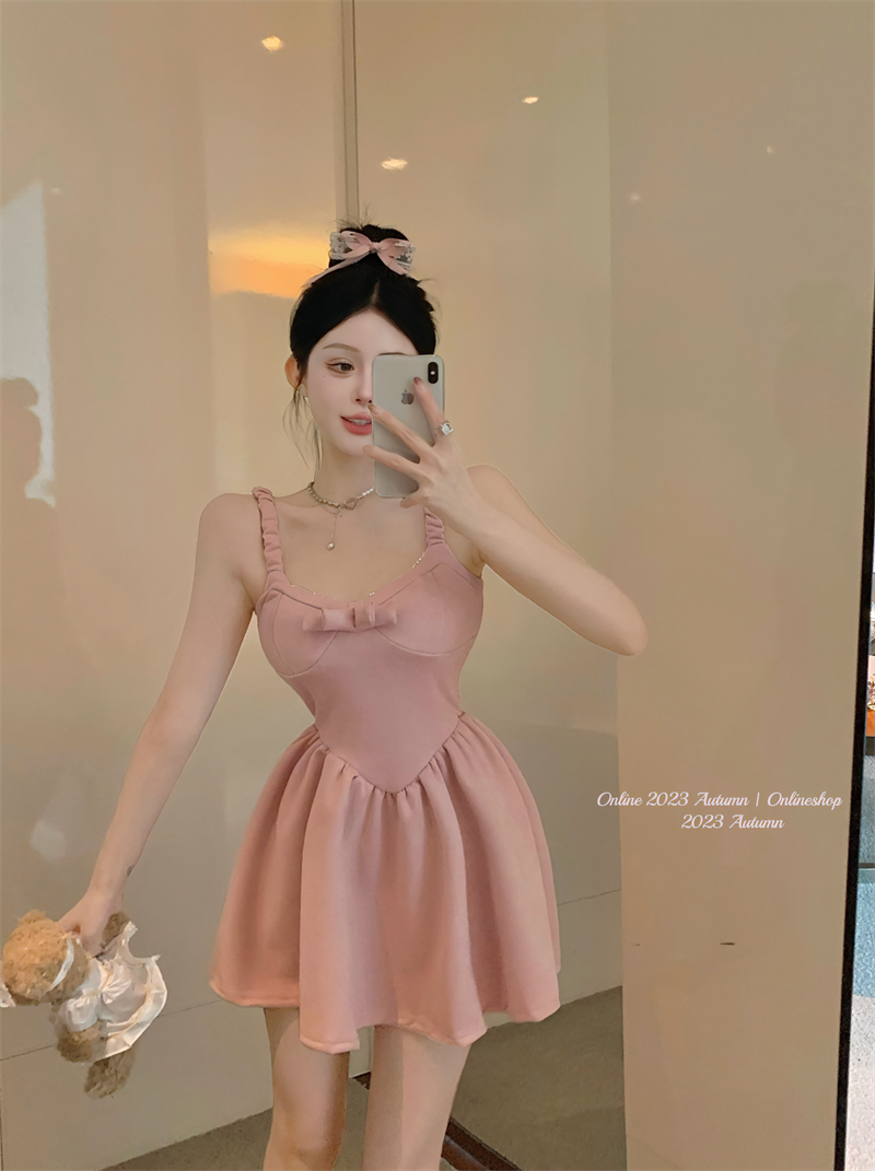 實拍 芭蕾風甜美收腰吊帶裙小個子顯瘦a字裙性感顯瘦打底短裙