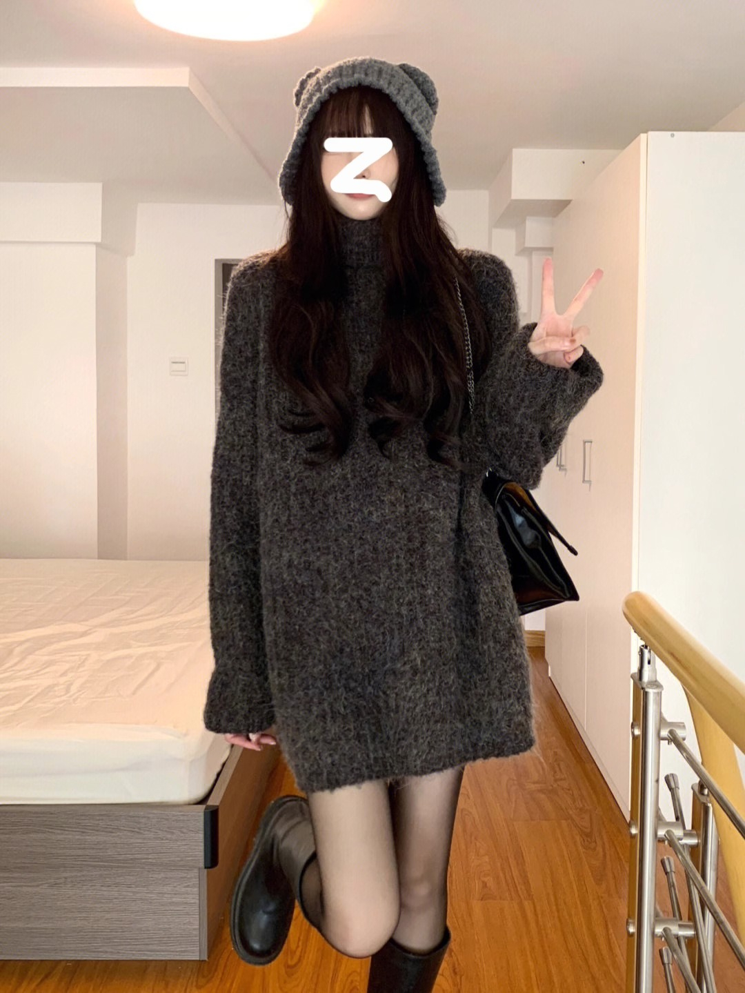 綿羊絨質量韓版軟糯高領中長款遮屁加厚寬鬆毛衣