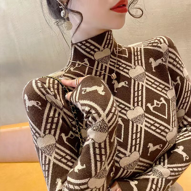 Half turtleneck bottoming shirt for women, autumn and winter style, 2023 new style slim fit sweater with women's top