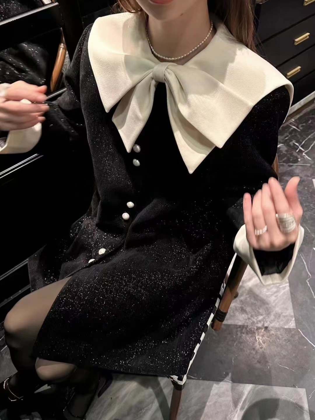 French style down dress, women's tea break, rich daughter's annual meeting, birthday dress, woolen coat, autumn and winter