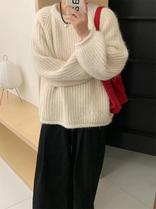 毛衣女款秋冬2023新款粗針高級感超好看韓系慵懶風粗線加厚針織衫