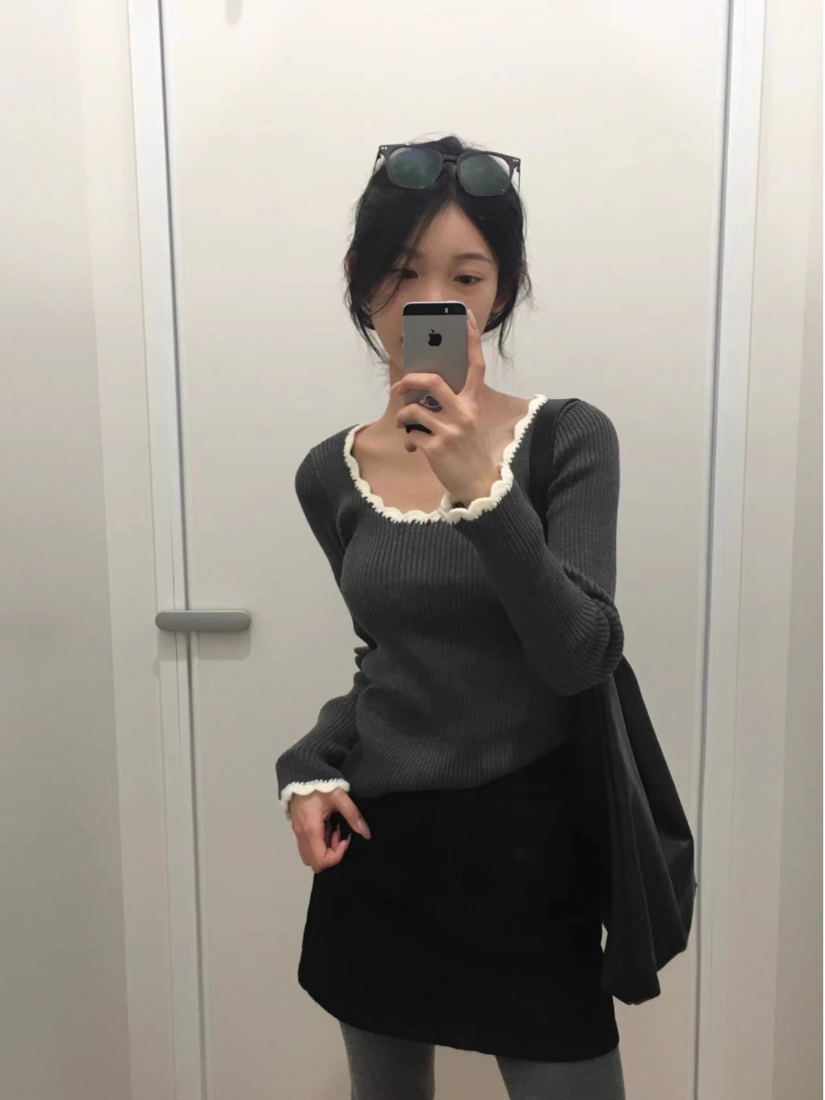 復古花邊針織打底衫女秋冬設計感小眾修身顯瘦內搭套頭打底衫上衣