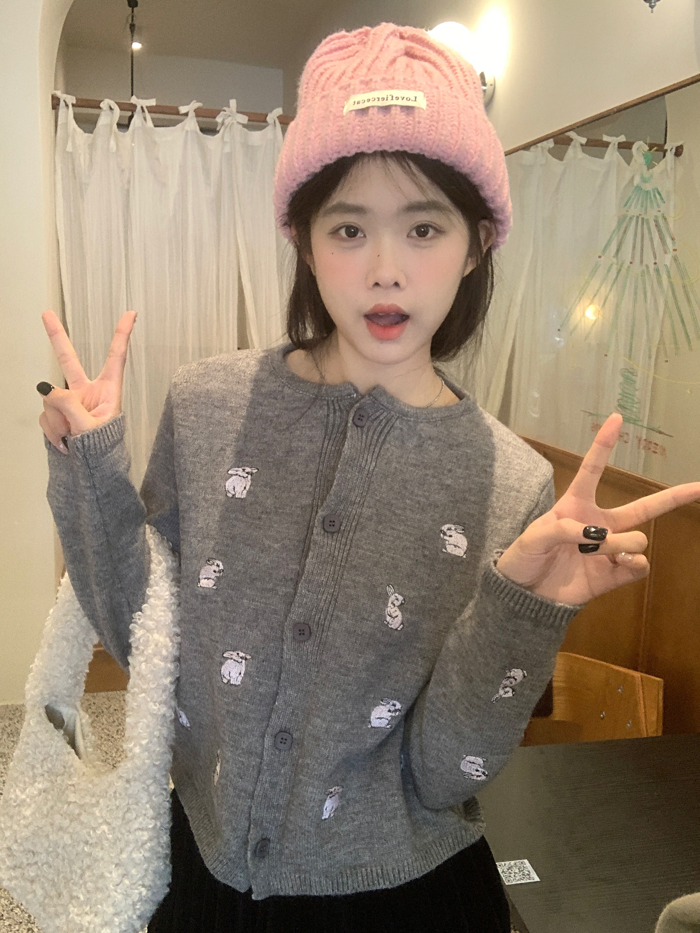 實拍 刺繡毛衣外套女早春秋季女裝減齡漂亮短款上衣針織開衫
