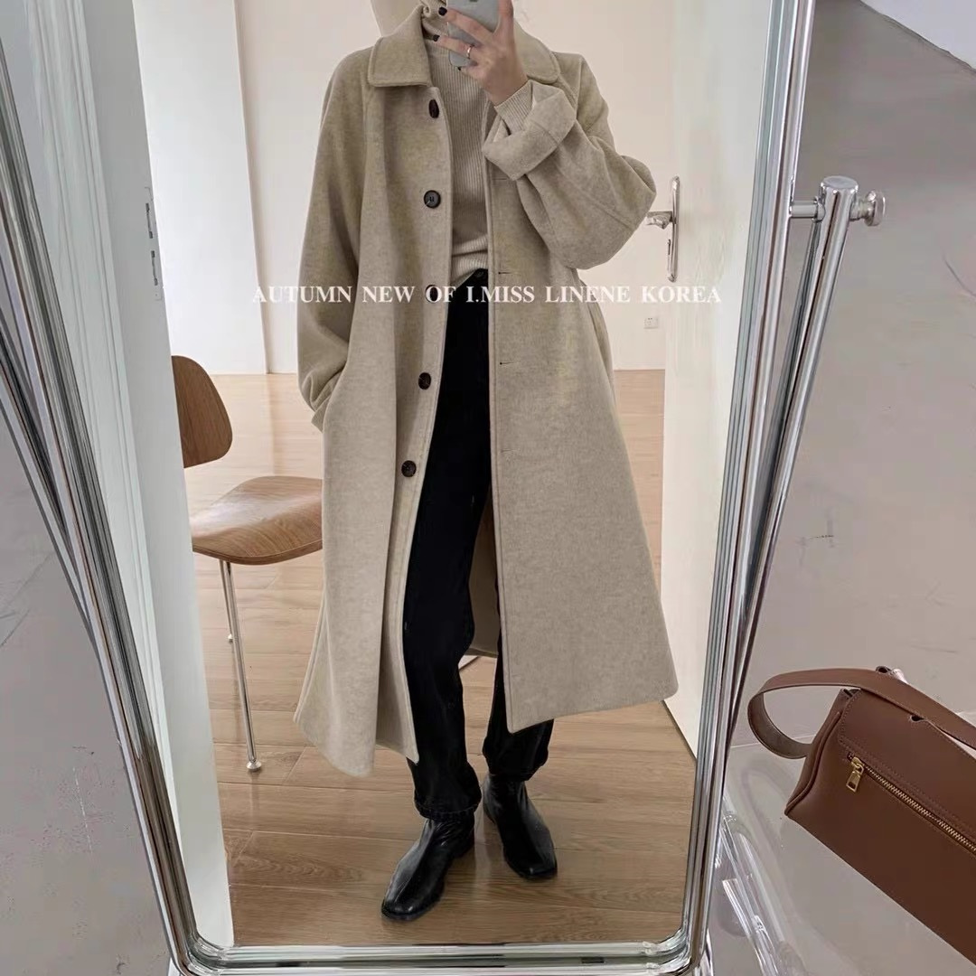 Woolen coat women's mid-length 2023 new winter chic small Korean version loose thickened temperament woolen coat