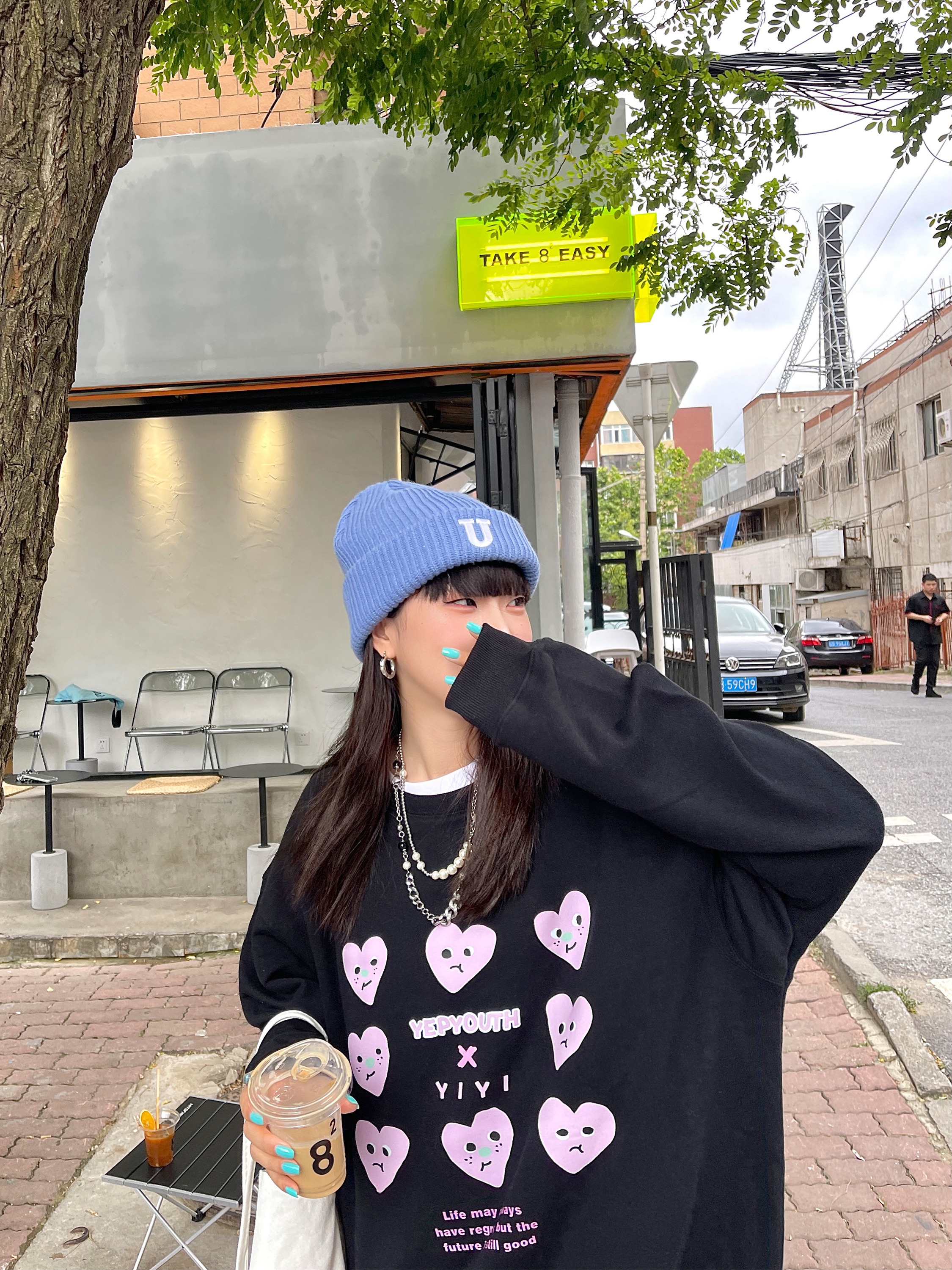 愛心印花衛衣女春秋薄款年新款初秋韓版寬鬆設計感小眾上衣潮