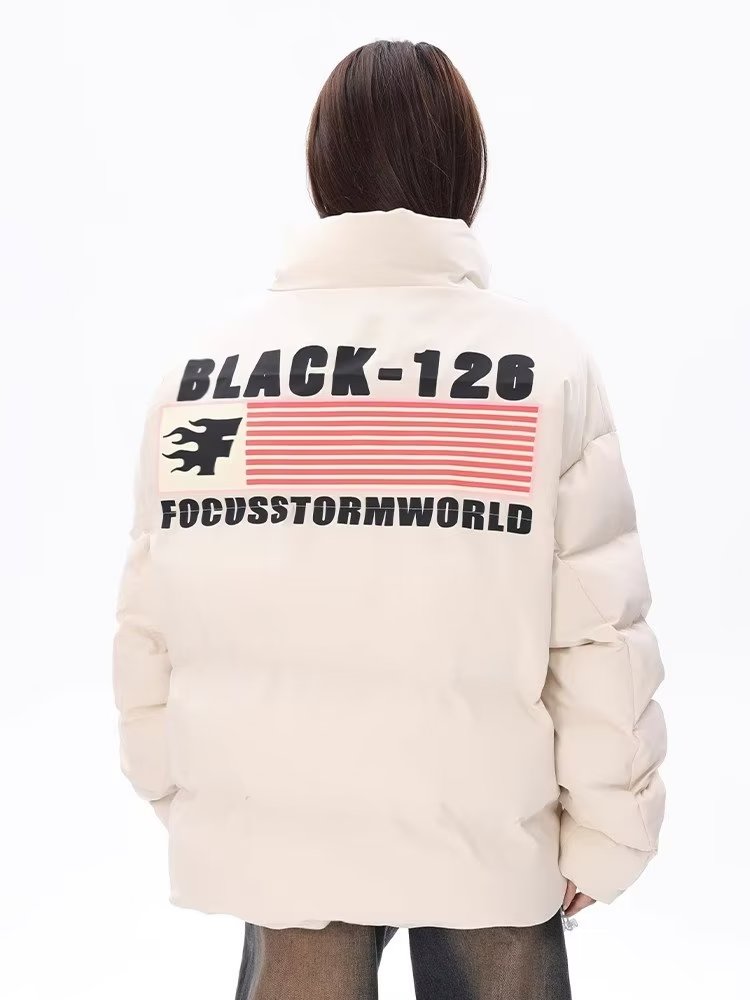 American flag printed stand collar thickened cotton coat for men and women loose winter national trend bread cotton coat couple coat