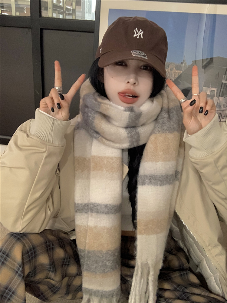 實拍  圍巾女冬季美拉德高級感韓版百搭氛圍感保暖圍脖
