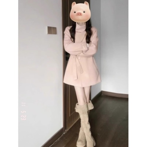 Woolen coat for women in winter, new style, Korean style, high-end, super nice, woolen coat for small people, waist slimming
