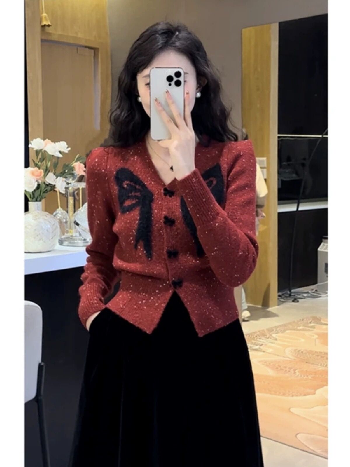 小香風女士新款2023甜美設計感外套蝴蝶結V領上衣修身顯瘦辣妹