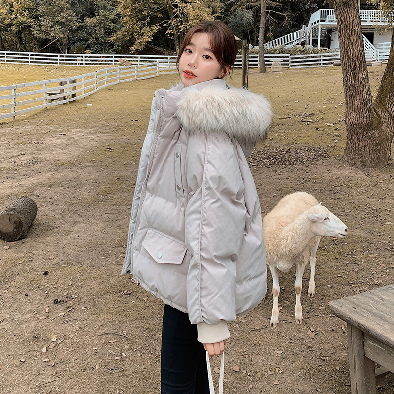 Small Korean style bread coat cotton coat short fashion down jacket loose cotton coat white duck down jacket for women