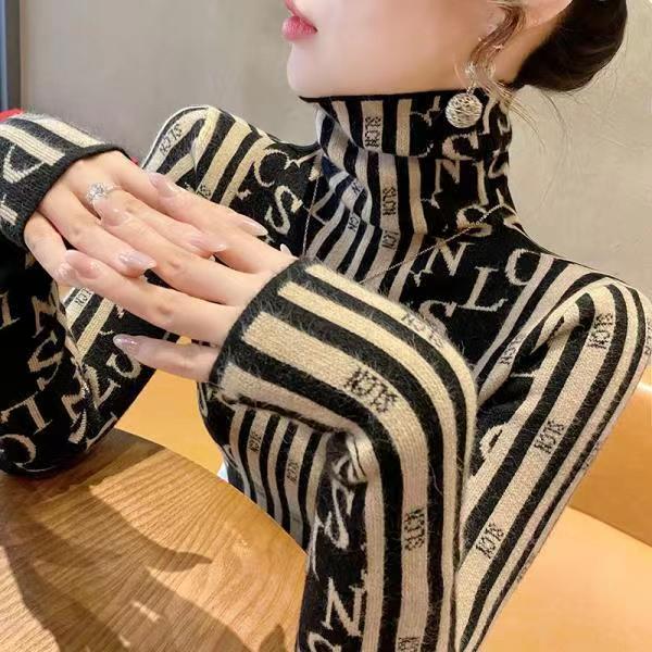 半高領毛衣女秋冬打底衫2023年新款洋氣時尚針織衫內搭女士
