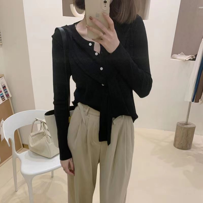 綠色針織開衫女早秋季新款寬鬆慵懶風毛衣外套設計感小眾上衣