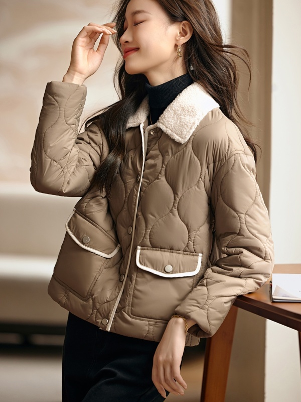 Mohan Yimei Contrast Color Collar Quilted Cotton Large Pocket Cotton Clothes 2023 Winter New Casual Padded Thickened Warm Cotton Clothes