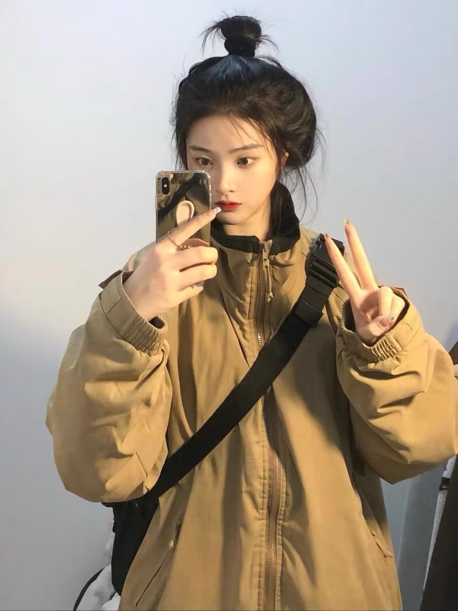2023 autumn and winter ins vintage khaki loose and versatile retro style velvet thickened workwear couple jacket
