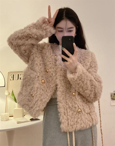 Real shot 2023 autumn and winter new style Xiaoxiang style thickened warm plush jacket