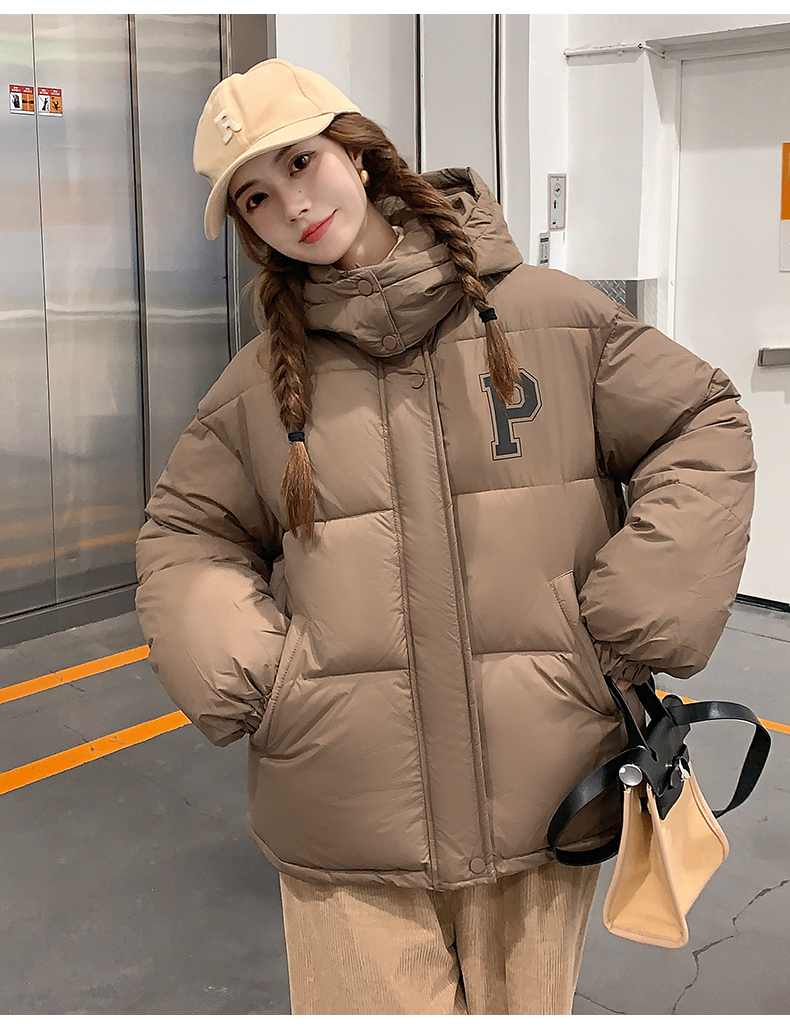 Real shot of detachable hood 2023 winter down jacket for women short P-shaped simple cotton coat ins Korean style loose cotton coat trend