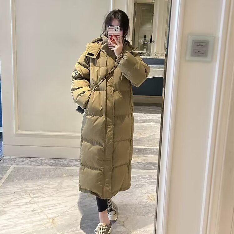Women's winter mid-length loose, warm and high-end workwear parka over-the-knee thickened coat