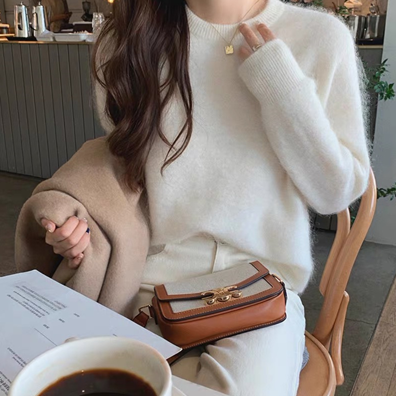 白色毛衣女圓領2023年新款內搭洋氣秋冬寬鬆打底上衣外穿加厚