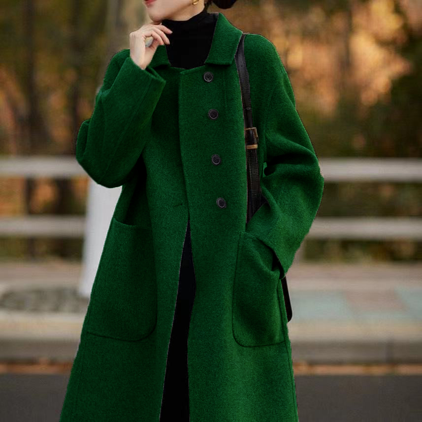 Large size women's wool coat women's mid-length 2023 autumn and winter new loose high-end double-sided fleece coat