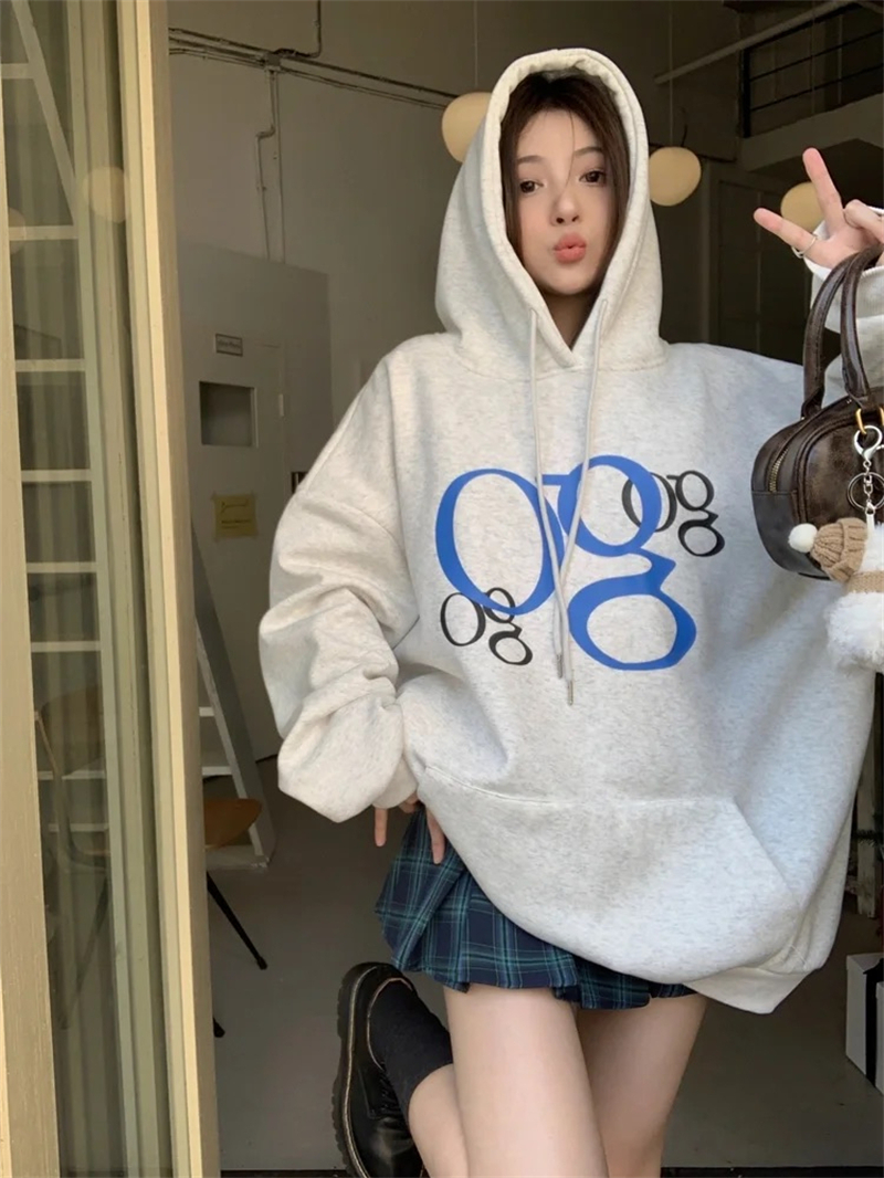 防棉華棉複合牛奶絲300克/銀狐絨400克連帽衛衣女