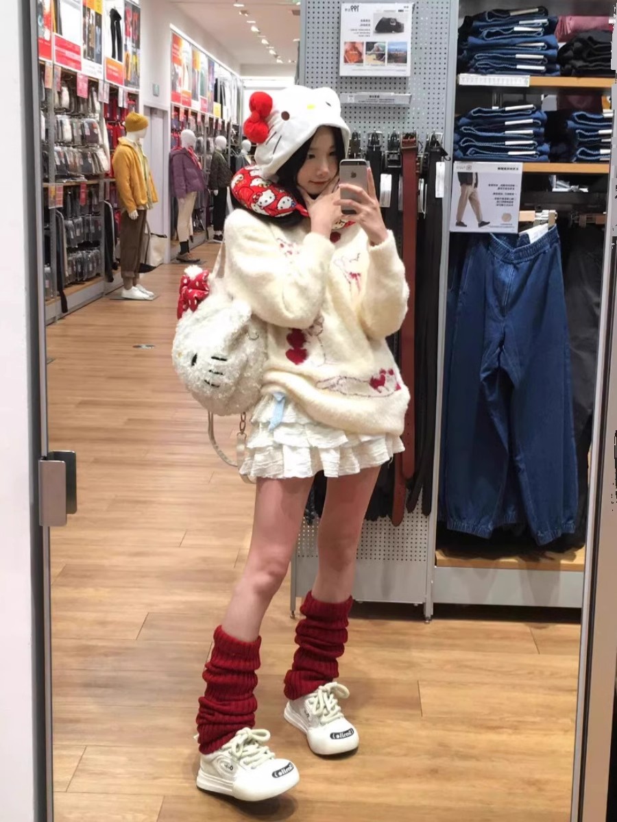 奶fufu慵懶可愛厚毛衣女冬季聖誕氛圍感穿搭水貂毛針織甜酷風上衣
