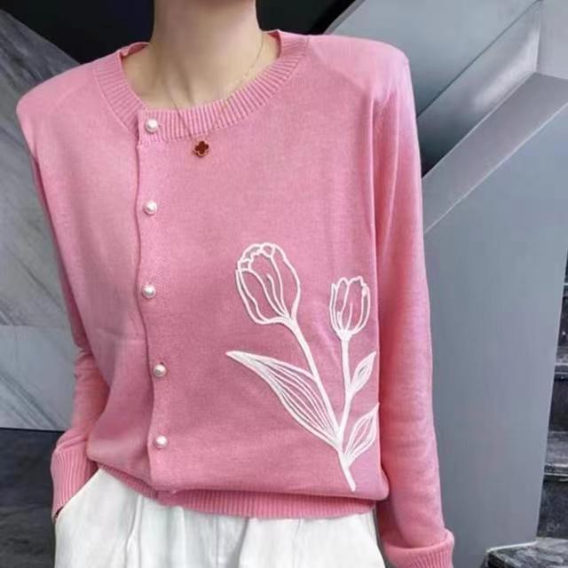 2023 Autumn New Asymmetric Design Rose Jacquard Jacquard Fashionable Age-Reducing Short Cardigan Jacket Tops for Women