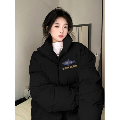 Black thickened cotton jacket for women in winter  new Jinjiang warm little Korean style cotton jacket