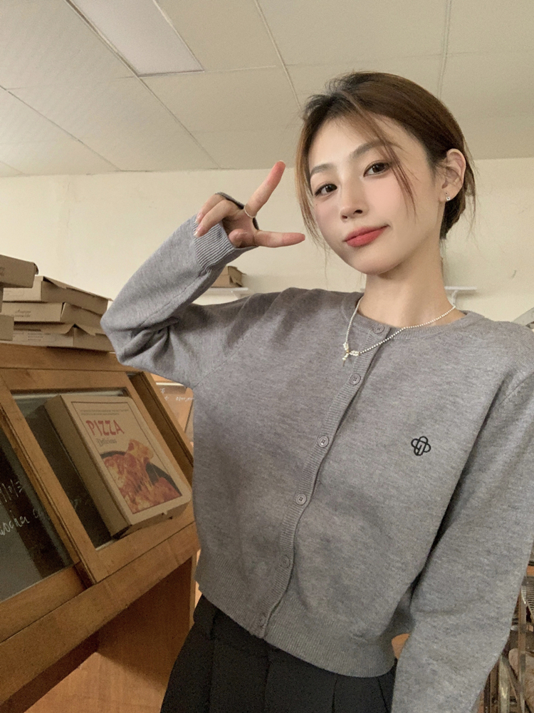 短款針織開衫外套女樹莓色毛衣小個子內搭粉色秋冬韓系上衣溫柔