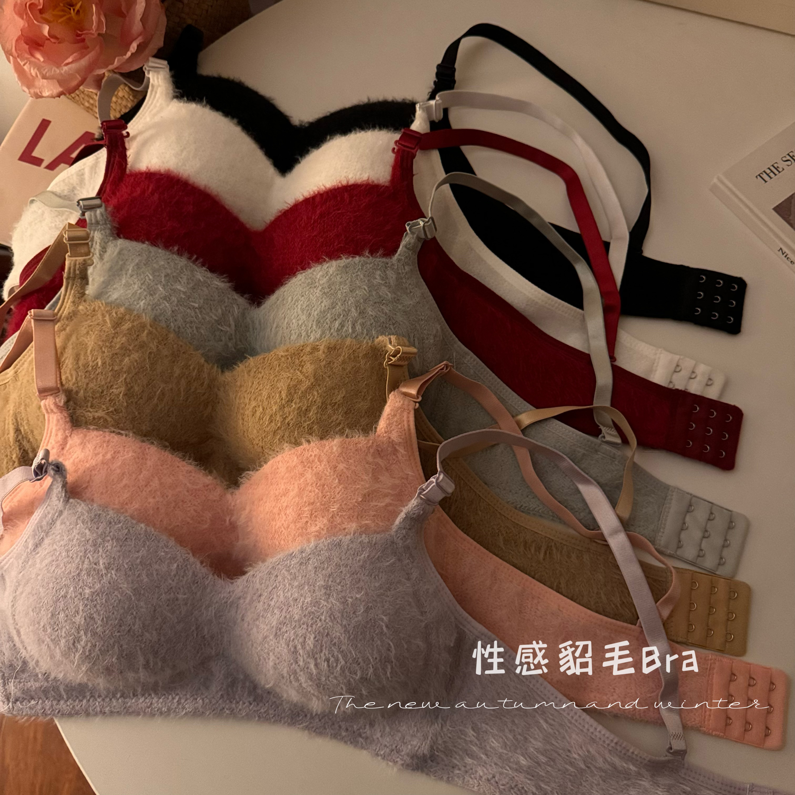 實拍貂毛文胸內衣女無痕小胸顯大無鋼圈聚攏舒適少女文胸罩