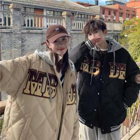 Baseball cotton-padded jacket for women American loose version hooded thickened down-padded jacket 2023 high-end winter new cotton-padded jacket