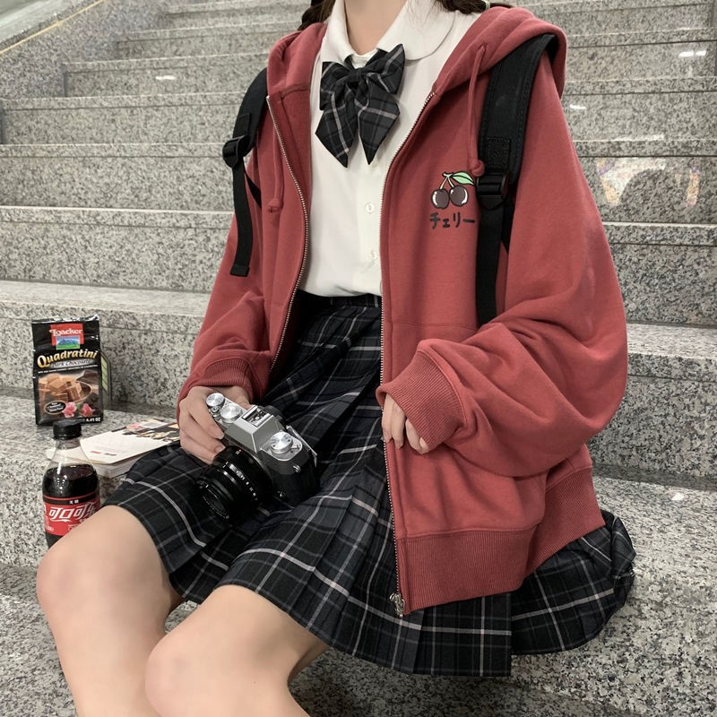 美式連帽oversize加絨加厚衛衣女秋冬2023新款chic慵懶風外套