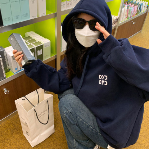 秋冬加絨衛衣女韓版潮學生寬鬆慵懶風長袖ins加厚上衣連帽外套cec