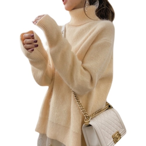 年秋冬季新款软糯设计感小众高级感慵懒风加厚白色高领毛衣女