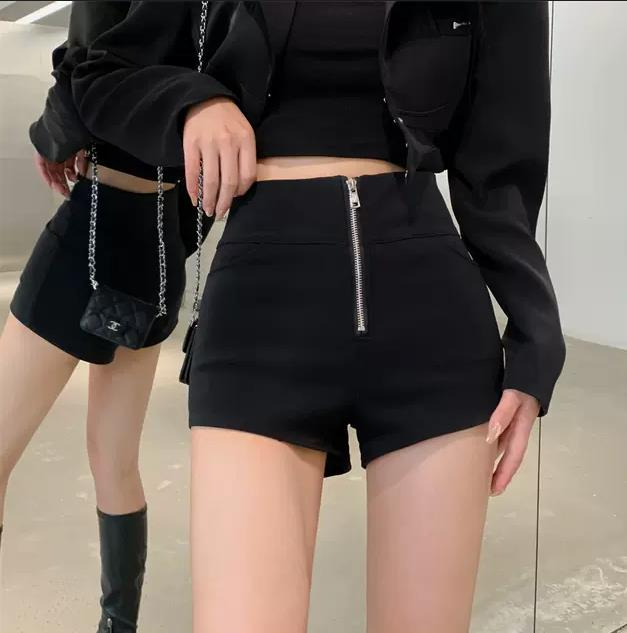 Black pants shorts women's summer and autumn style outer wear new hot girl high waist slim casual wide leg hot pants