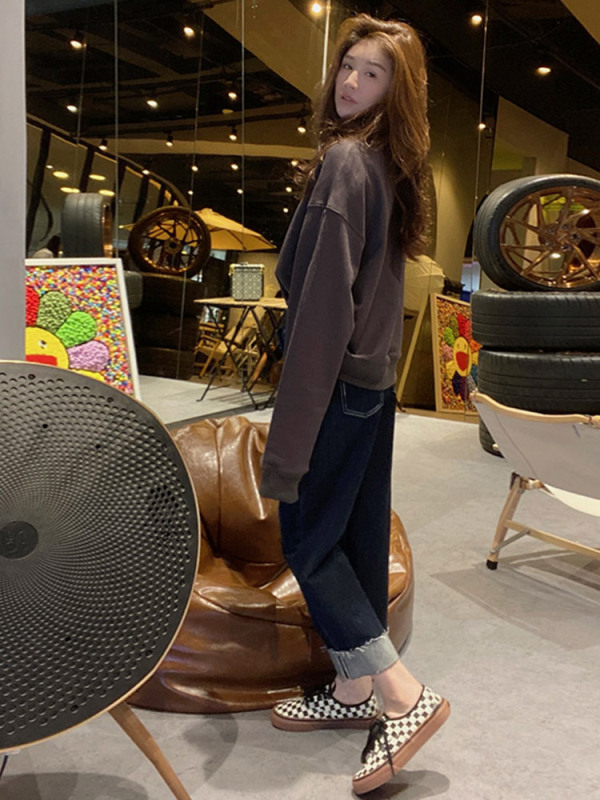 早秋棕色oversize衛衣女2023年新款春秋寬鬆設計感小眾上衣潮ins