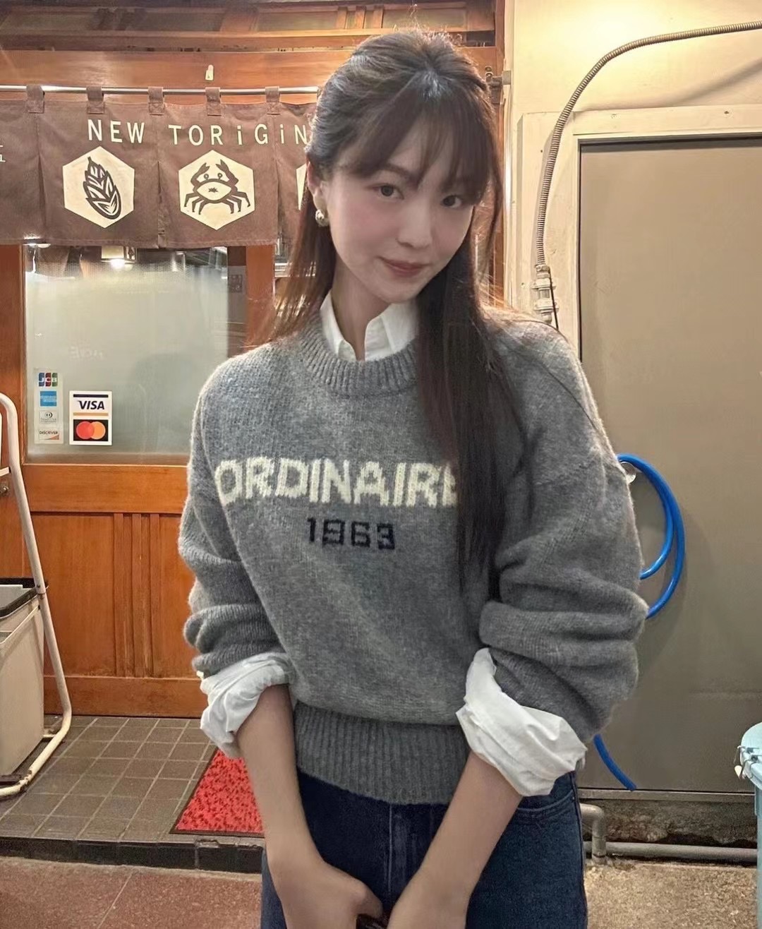 ins韓國東大門！簡約字母寬鬆圓領套頭百搭上衣女
