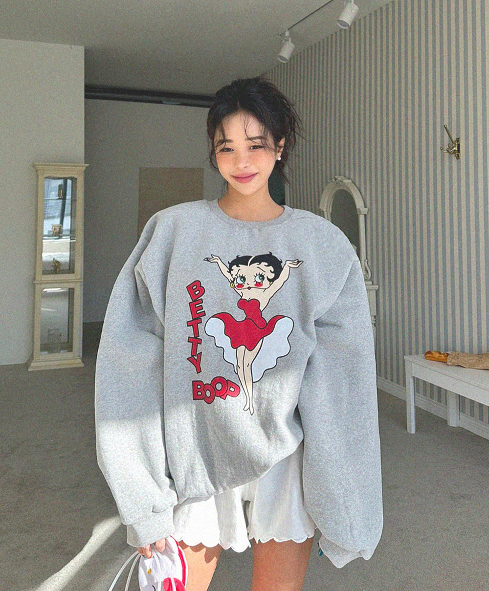 Y-GEE seeubaby韓國官網代購 可愛貝蒂印花寬鬆落肩套頭衛衣