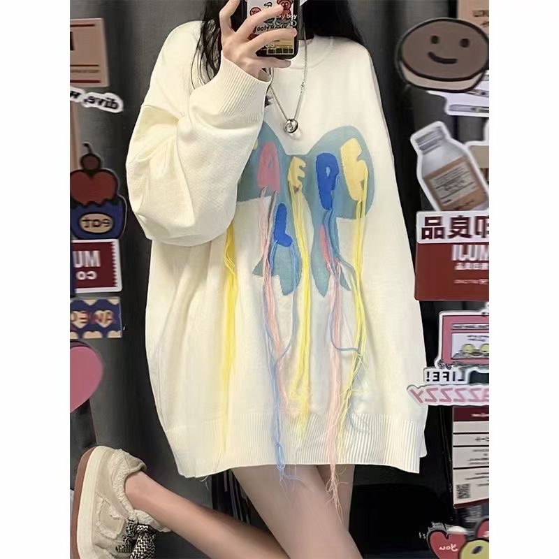 蝴蝶結毛衣女秋冬慵懶風套頭寬鬆外穿oversize軟糯針織衫上衣