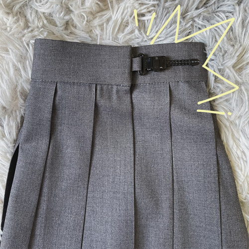 Premium buckle uniform solid color pleated skirt women's Japanese skirt spring, summer, autumn and winter adjustable buckle skirt