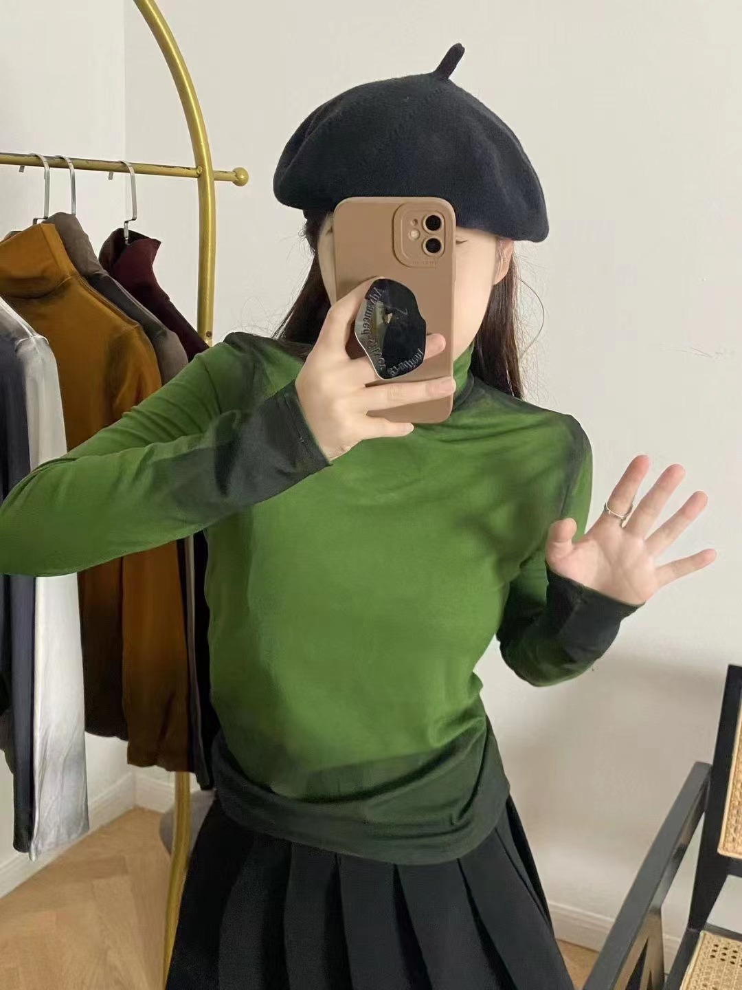 美式漸變設計感長袖T恤女秋冬季2023新款修身短款辣妹打底衫上衣