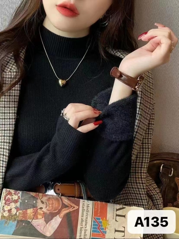 半高領毛衣女秋冬加絨加厚2023新款冬季內搭打底衫修身針織衫上