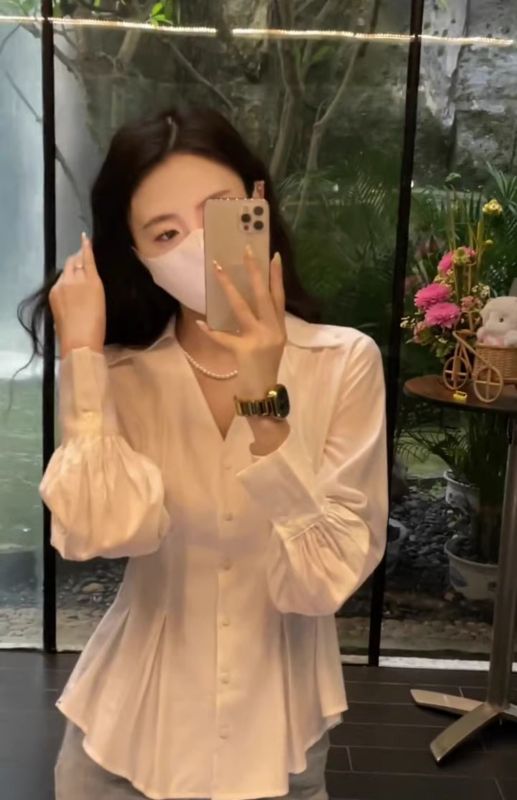 LUU桃喜兒/斑駁扎染感格子襯衫女上衣長袖寬鬆開衫設計感小眾春季