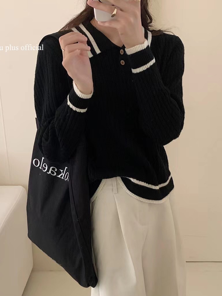 秋冬小麻花翻領毛衣女簡約百搭套頭針織衫韓版長袖顯瘦打底衫上衣