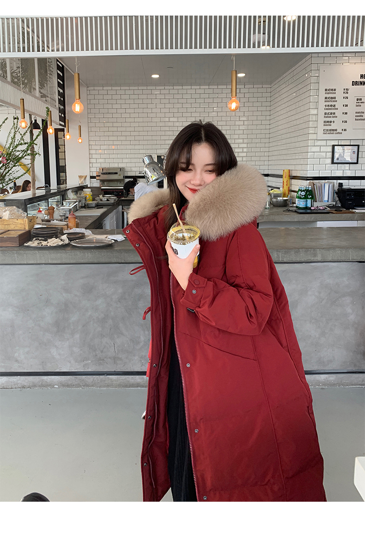 Hu Chuliang Internet celebrity down jacket women's mid-length ins winter new over-the-knee cotton jacket for small people