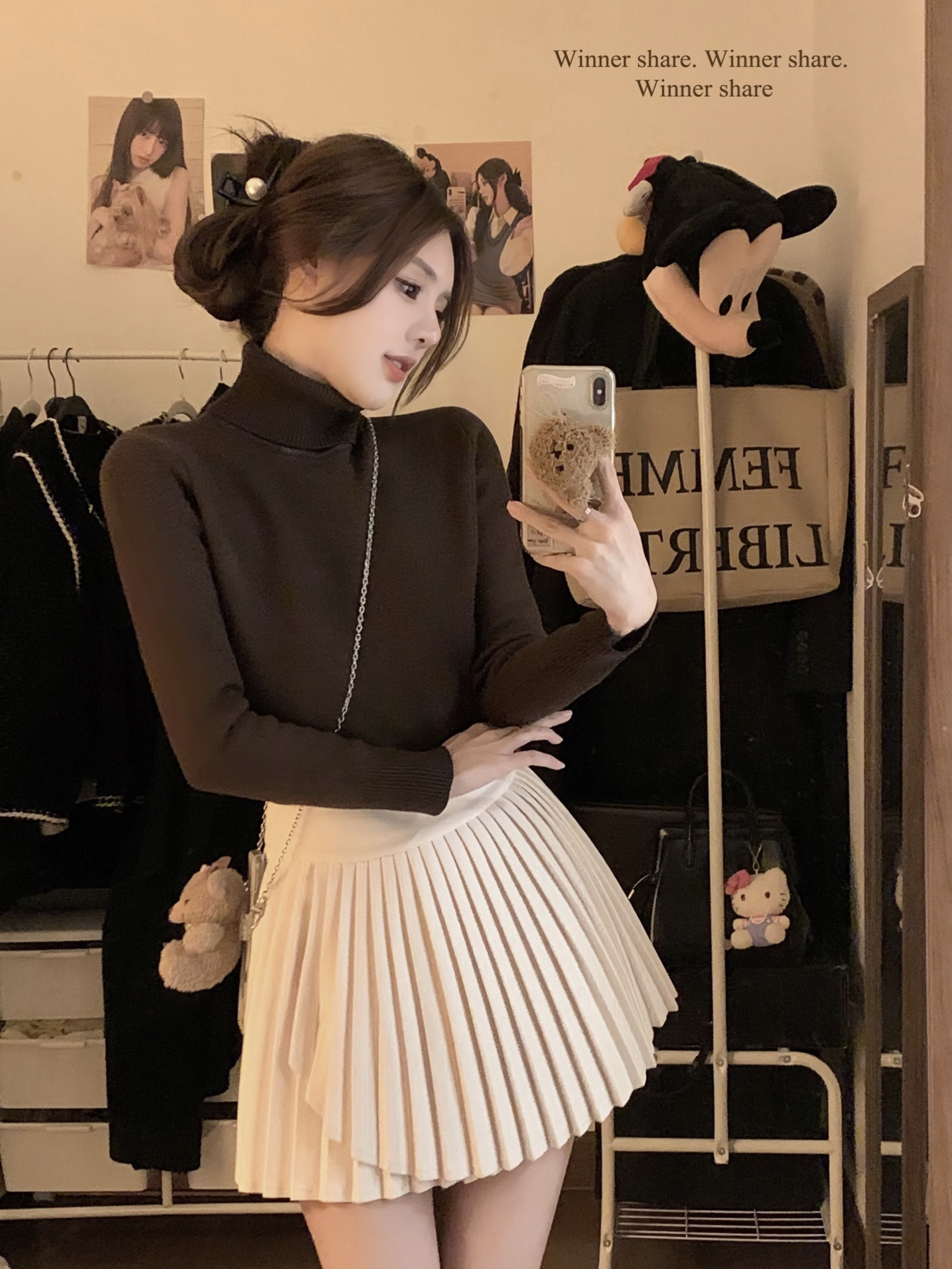 實拍~冬季加絨加厚針織打底衫女高領一體絨保暖純色上衣