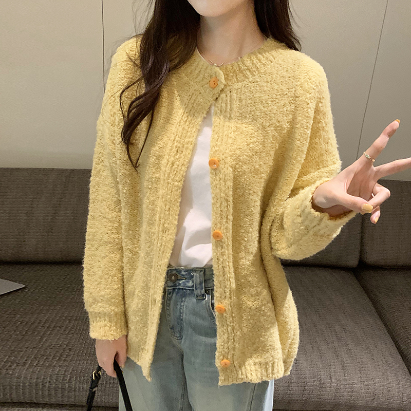 實拍圖溫柔風軟糯毛衣外套冬季新款短款洋氣ins長袖針織上衣女