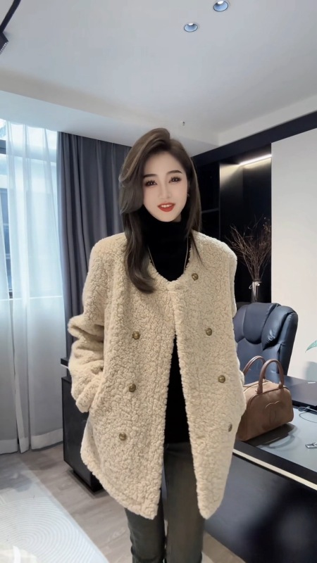 Furry coat, stylish, autumn and winter light luxury, casual and versatile coat for ladies