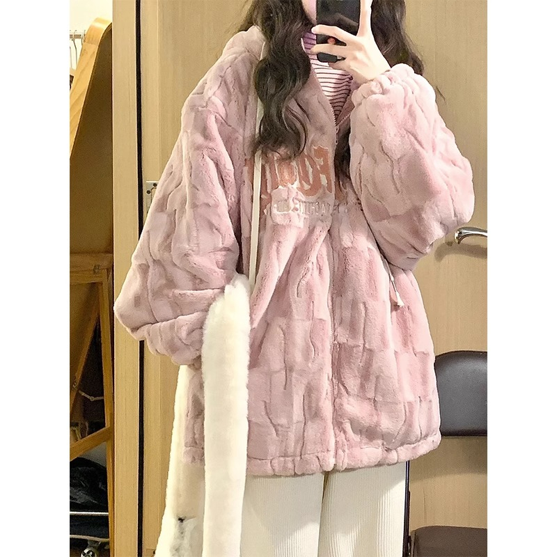 Original fabric lining Arctic velvet American retro embroidered high-end lamb wool jacket for women