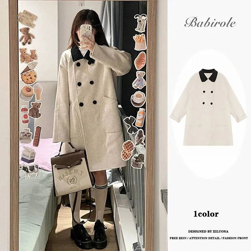 High-end Hepburn style Korean-style gentle temperament coat 2023 new mid-length woolen coat for women in autumn and winter